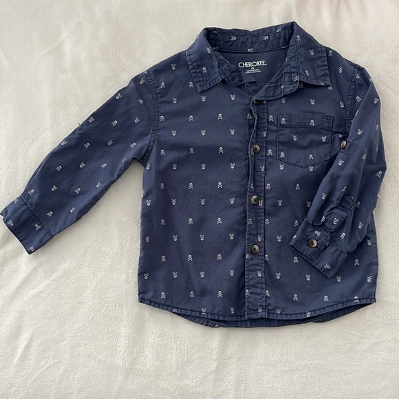 Cherokee 2T Skull and Cross bone Button Up Shirt - Picture 2 of 4